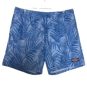 Vineyard Vines Blue Swim Trunks Floral Print Size Large Leaves Tropical